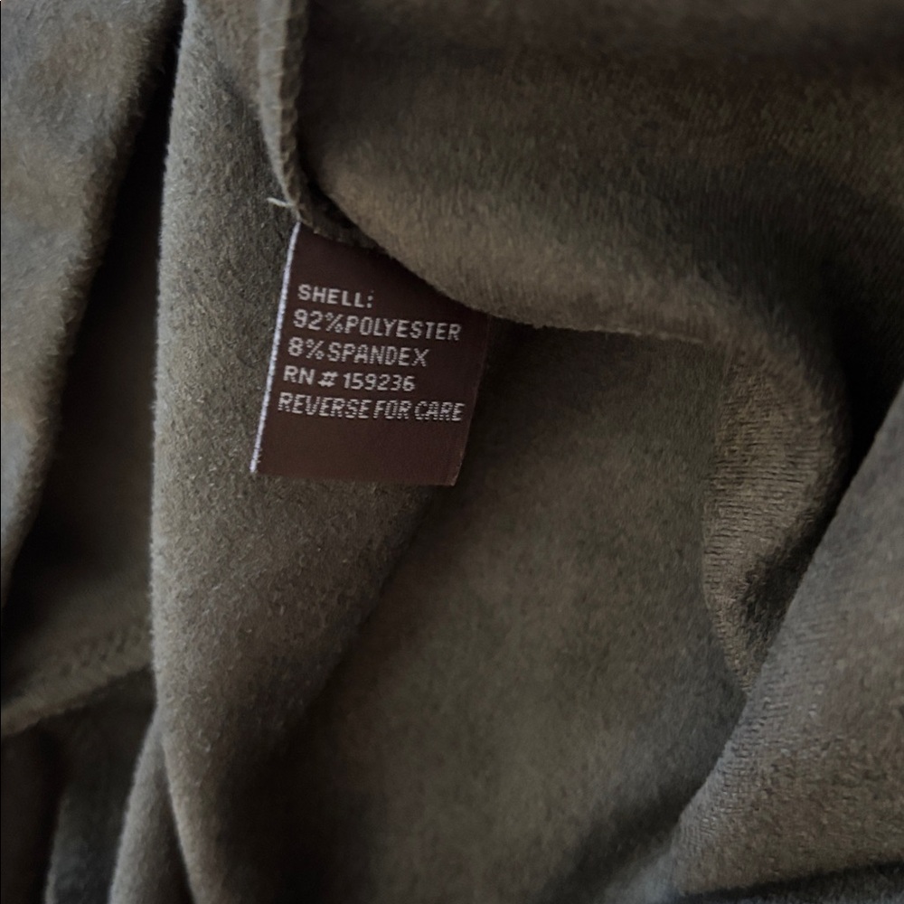 J. McLaughlin Faux Suede Dark Sage Green Leggings, Size Large - Picture 3 of 7